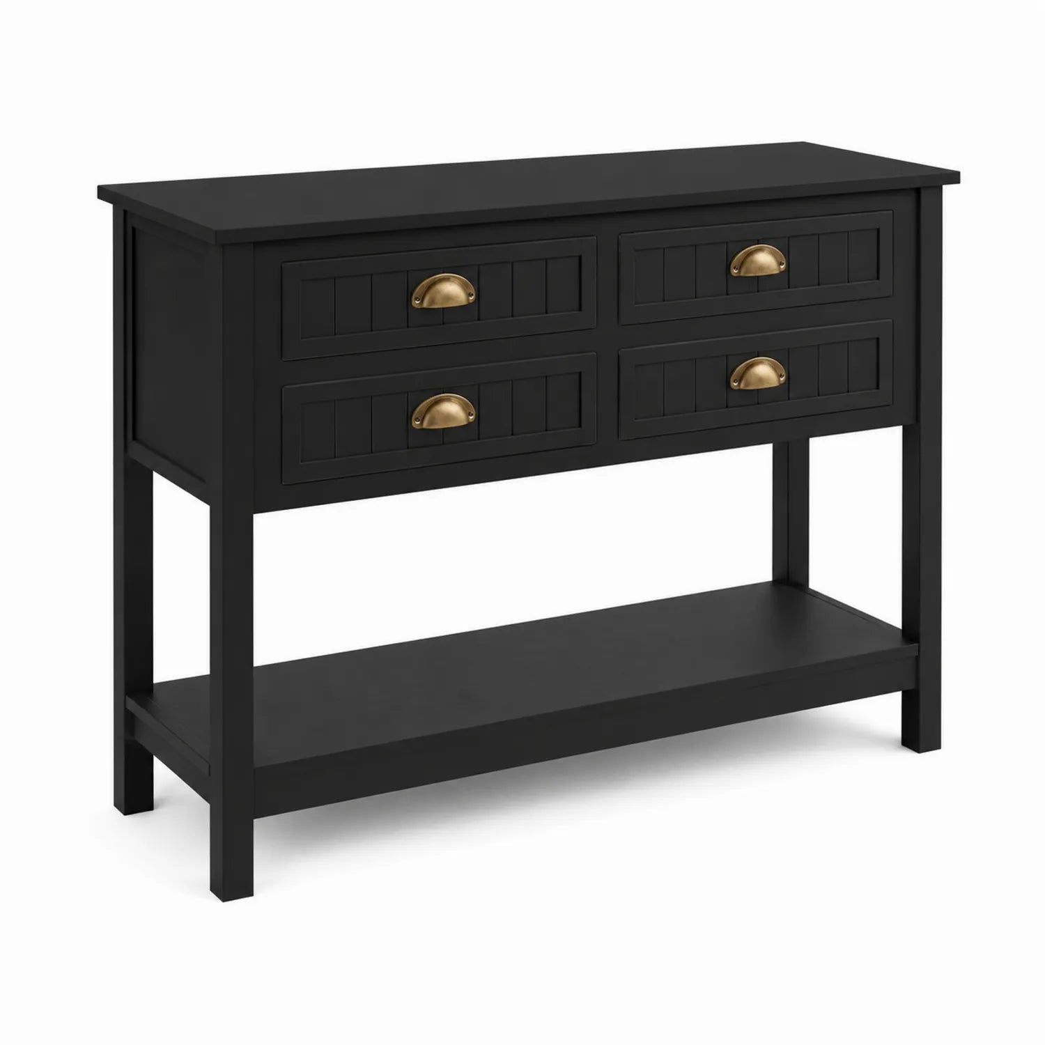Consolle Rettangolare 4 Cassetti in Legno e MDF Nero