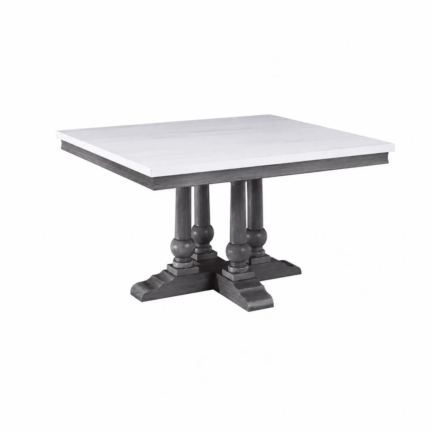 Tavolo da pranzo quadrato legno bianco e grigio 120x120 cm