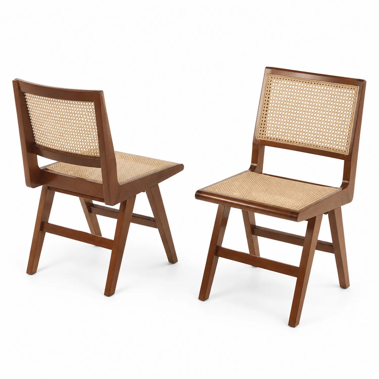 Set di 2 sedie in legno e rattan