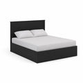 Letto matrimoniale in legno MDF nero con materasso e cuscini