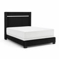 Letto Matrimoniale in Legno e Materasso Schiuma Nero e Bianco