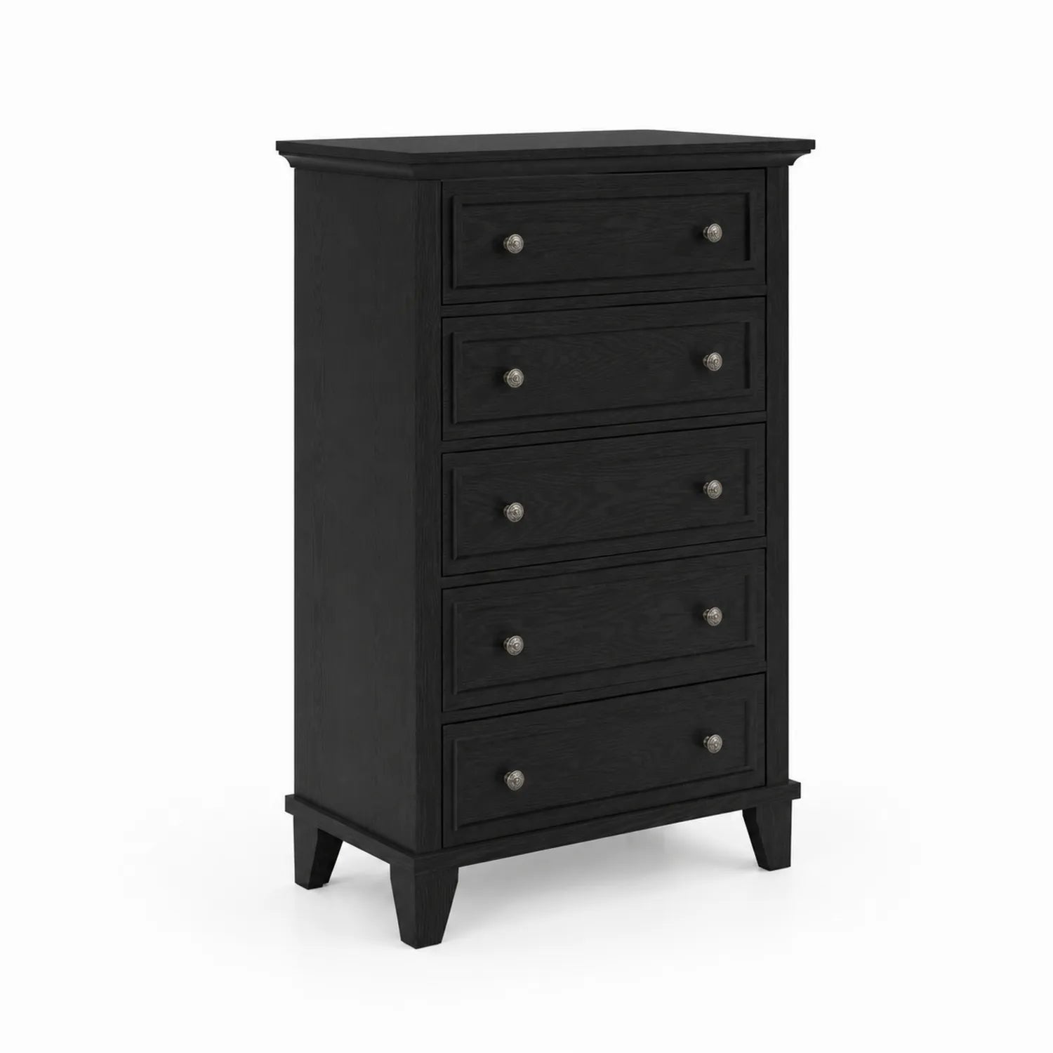Cassettiera in Legno a 5 Cassetti Nero 120x80x40 cm