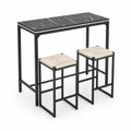 Set tavolo bar con sgabelli metallo e piano marmo nero
