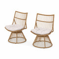 Set di 2 sedie in rattan con cuscini bianchi