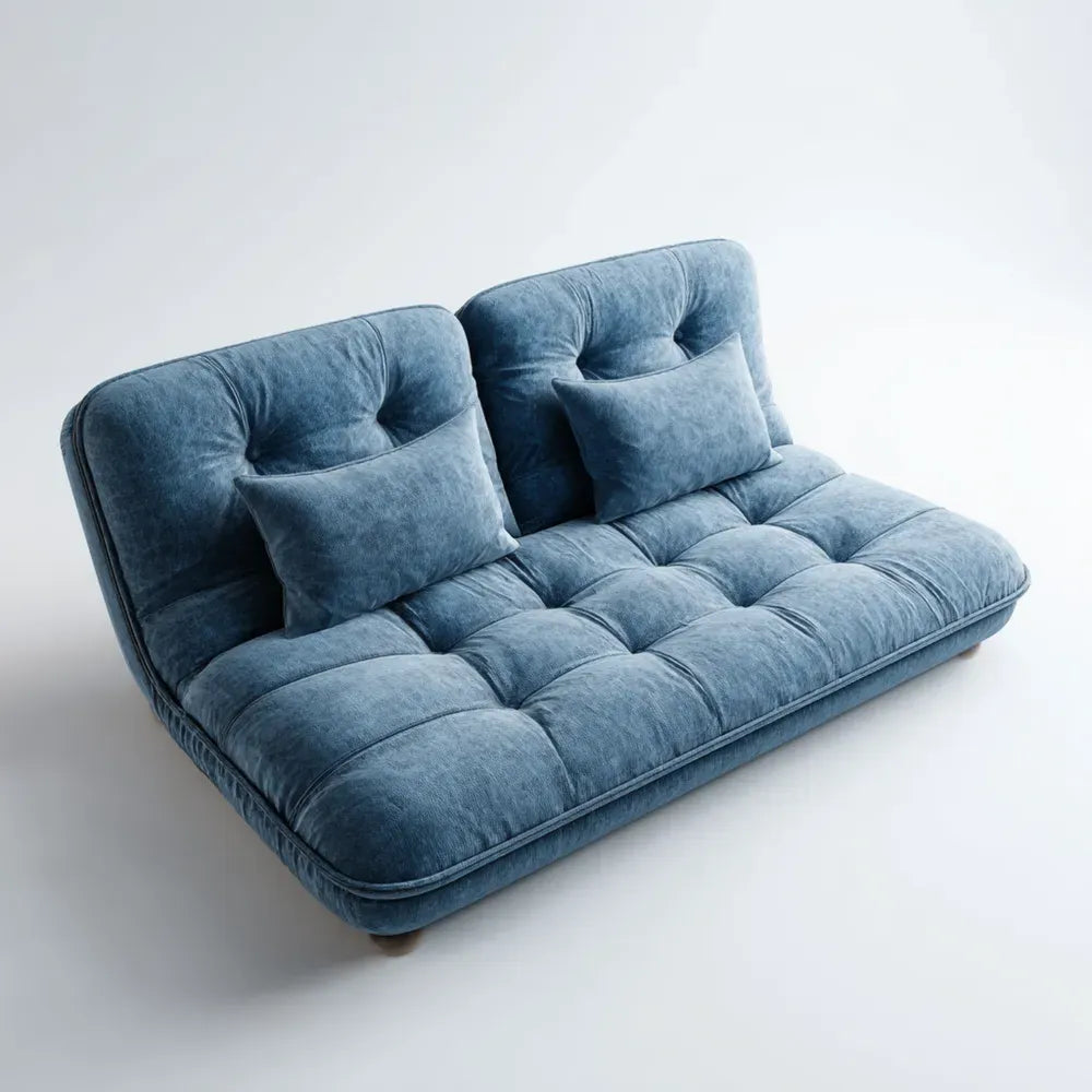 Convertible Sofa Bed 180x90x75 cm – Blue Fabric Upholstery – Modern Design