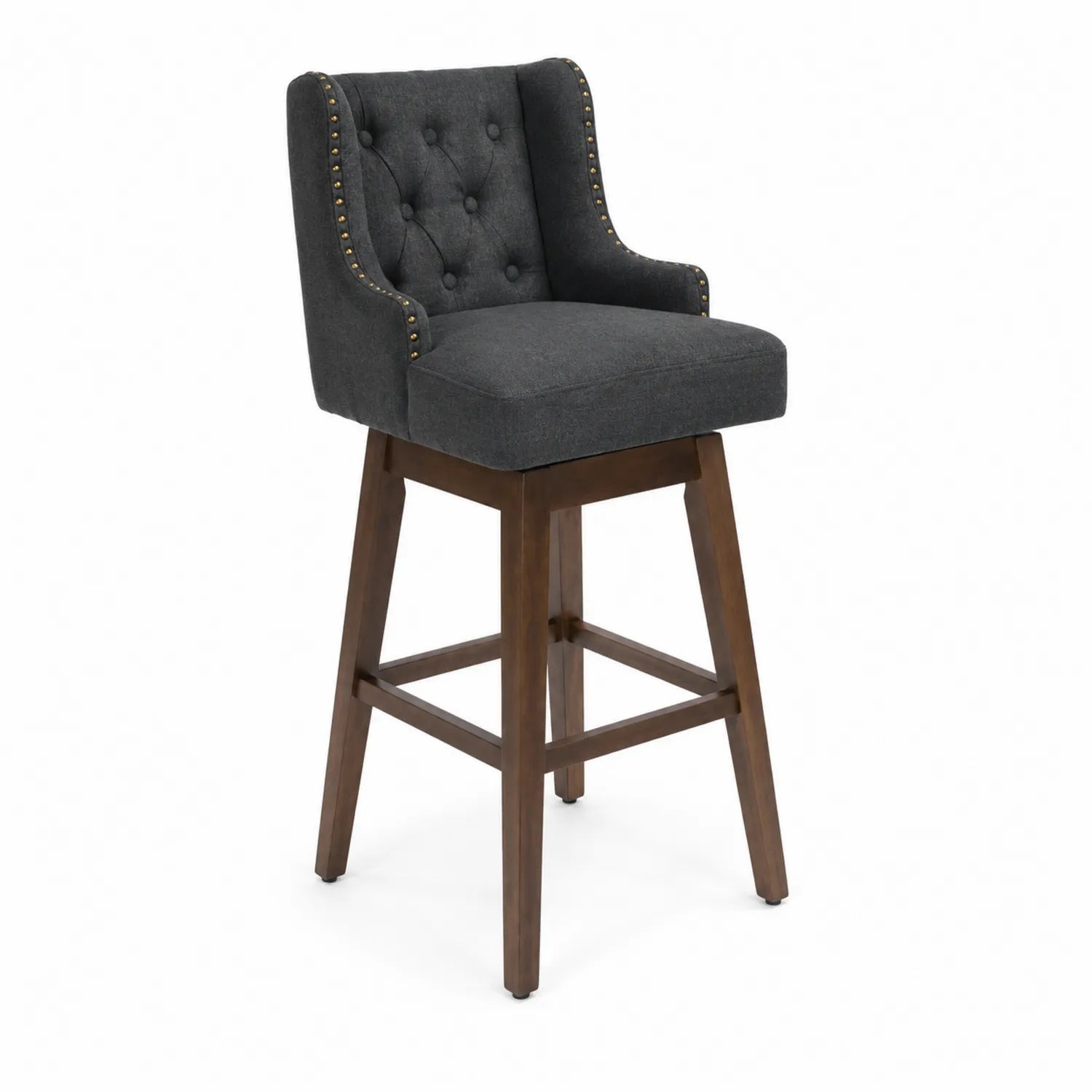 Sgabello da bar in legno e tessuto grigio scuro 75 cm