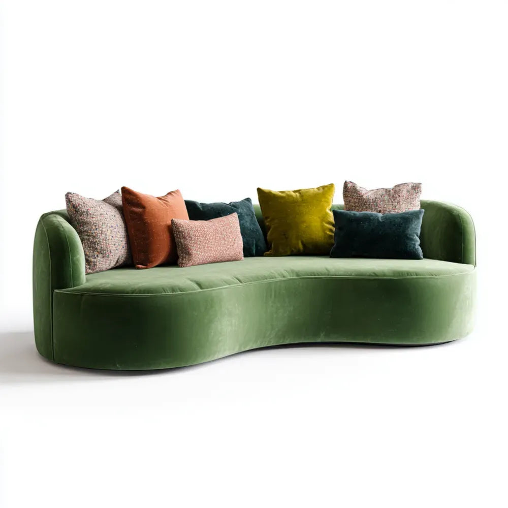 Modern Velvet Curved Sofa 220x100x85 cm - Rich Green