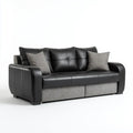 Sofa Set Faux Leather Upholstery 200x90x85 cm - Black/Grey - Modern Design