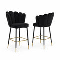 Set di 2 sgabelli da bar in velluto nero con gambe in metallo dorato
