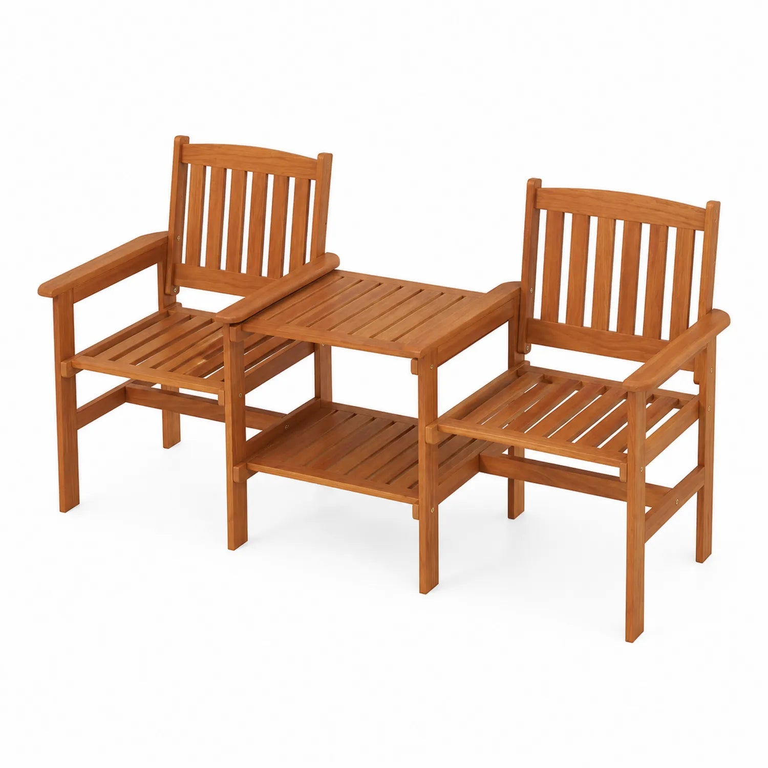 Set di Sedie con Tavolino Integrato in Legno per Esterni