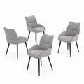 Set di 4 Sedie in Velluto Grigio con Gambe in Metallo Nero