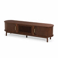 Mobile TV in legno massello con ante scorrevoli Noce 180x45x50 cm