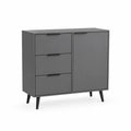 Credenza in Legno Composito Grigio con Cassetti e Sportello 80x35x95 cm