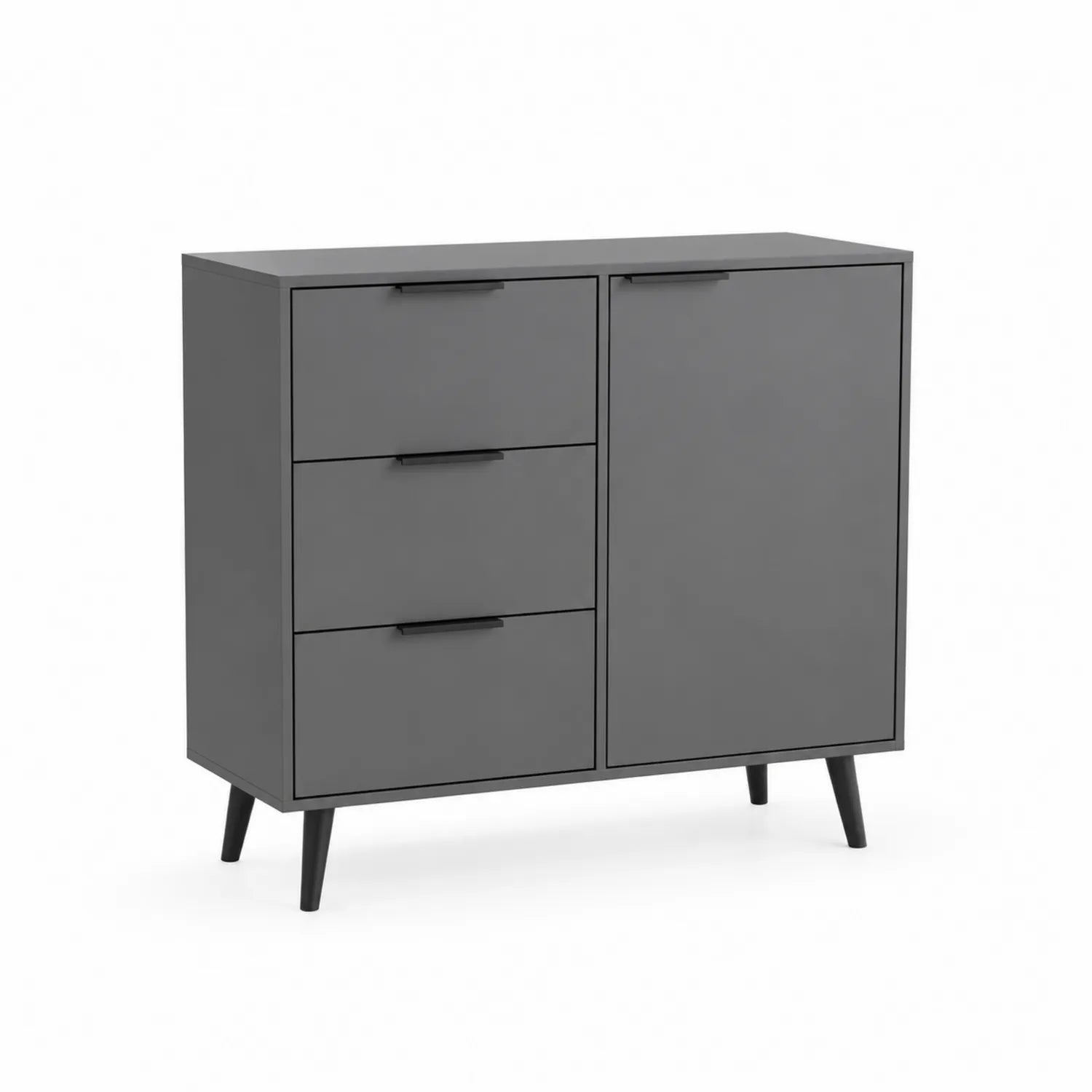 Credenza in Legno Composito Grigio con Cassetti e Sportello 80x35x95 cm