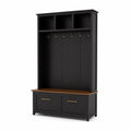 Appendiabiti in Legno MDF Nero con Ganci e Panca