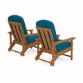 Set di 2 Sedie Reclinabili da Esterno in Legno e Tessuto Blu