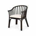 Sedia in Rattan Nero con Cuscino in Poliestere Bianco
