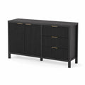 Credenza in Legno MDF con Ante e Cassetti Neri