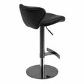 Sgabello da bar in pelle nera con base in acciaio cromato