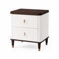 Comodino a 2 cassetti in Legno e MDF Bianco e Marrone