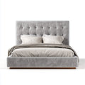Upholstered Double Bed Velvet 200x160x120 cm - Gray - Modern Design