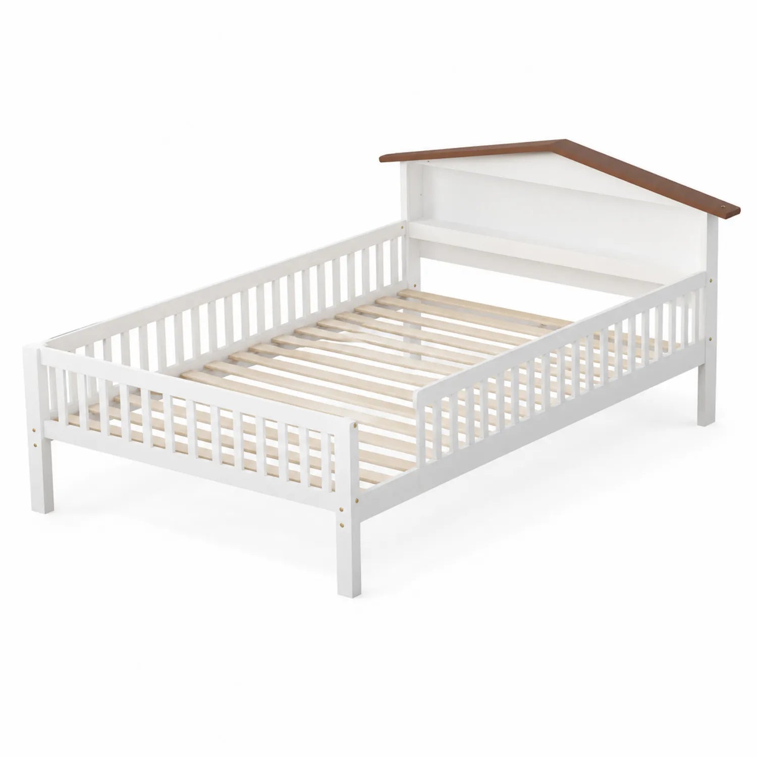 Letto per bambini in legno di pino bianco e marrone 200x90 cm