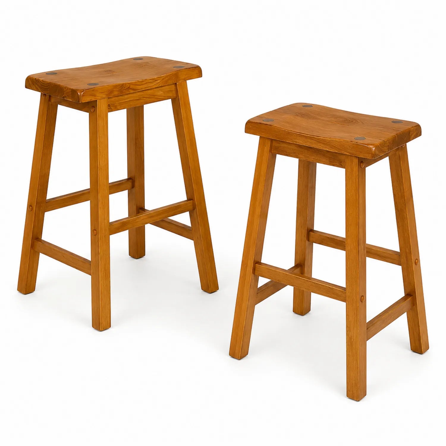 Set di 2 sgabelli in legno massello di pino