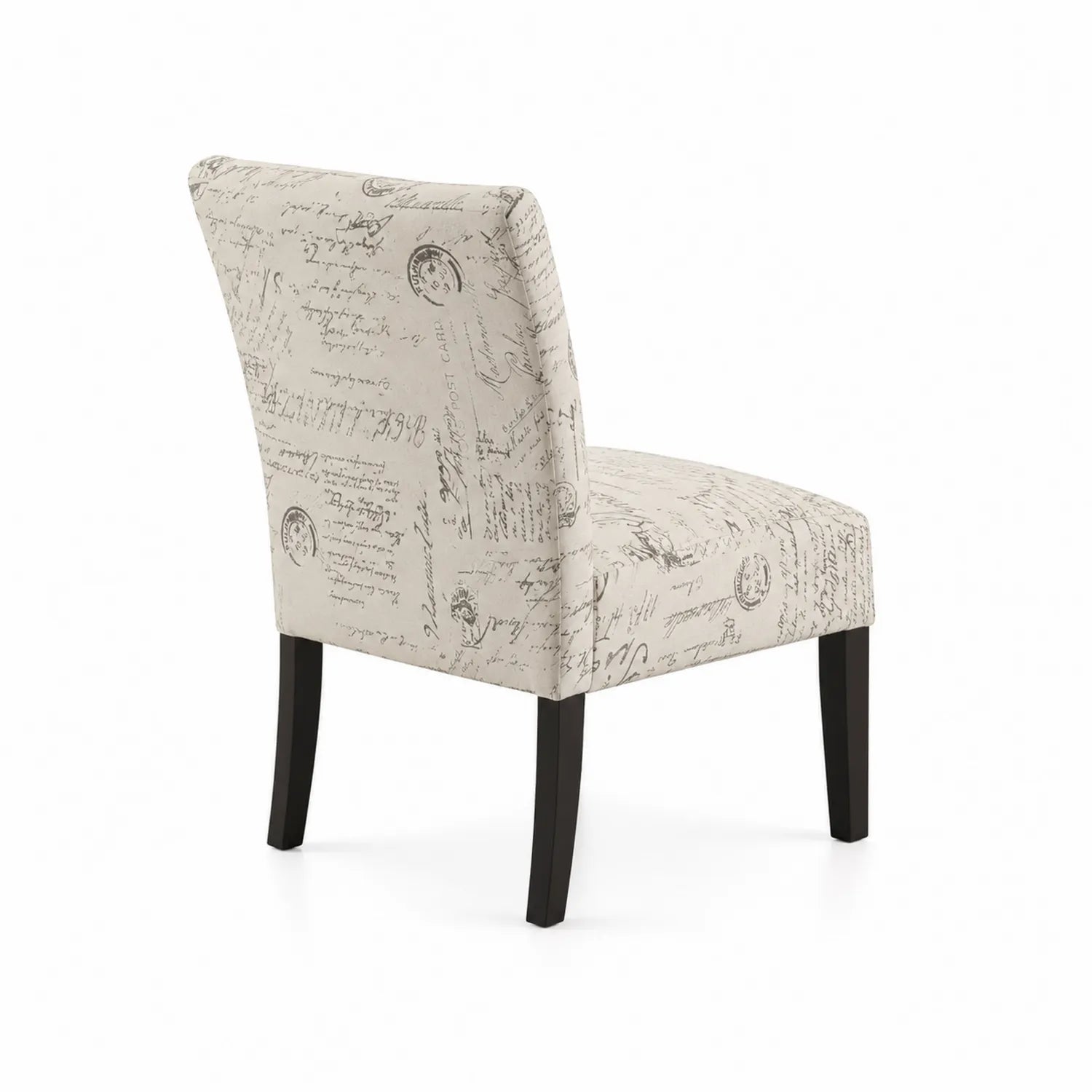 Sedia in tessuto con stampa beige e gambe in legno