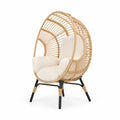 Sedia a Uovo in Rattan e Acciaio con Cuscini Beige