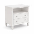 Comodino in Legno MDF con Cassetti e Ripiano Aperto Bianco