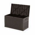 Baule in plastica intrecciata marrone 120x50x60 cm