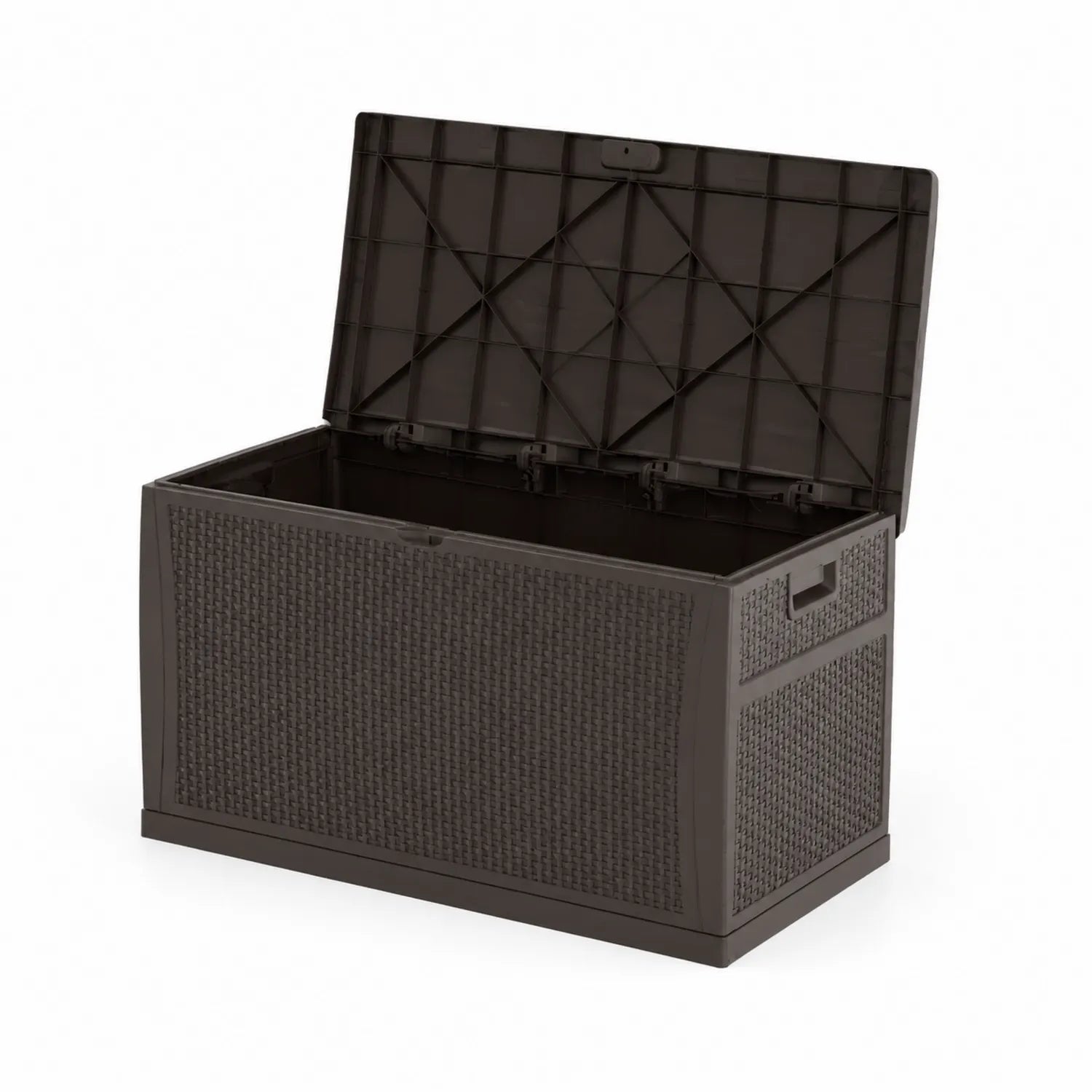 Baule in plastica intrecciata marrone 120x50x60 cm