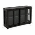 Credenza in legno e vetro temperato nera