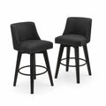 Set di 2 sgabelli da bar in tessuto nero con gambe in legno