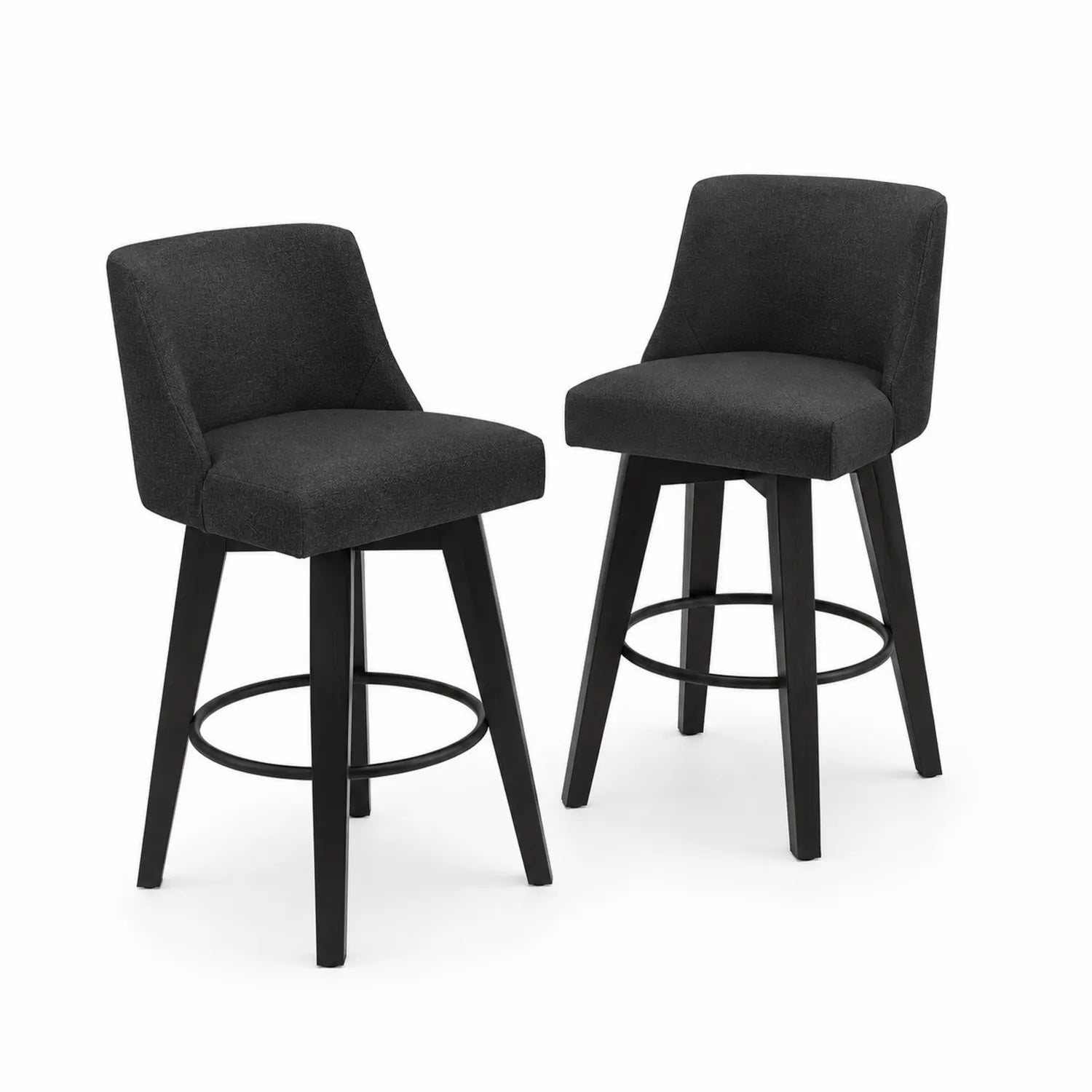 Set di 2 sgabelli da bar in tessuto nero con gambe in legno
