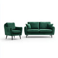 Sofa Set Velvet Upholstery Modern Design 160x85x90 cm - Green