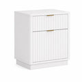 Comodino in legno bianco con due cassetti