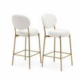 Set di 2 Sgabelli da Bar in Pelle Sintetica Bianca con Struttura in Metallo Dorato