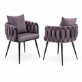 Set di 2 sedie in velluto poliestere con gambe in metallo nero