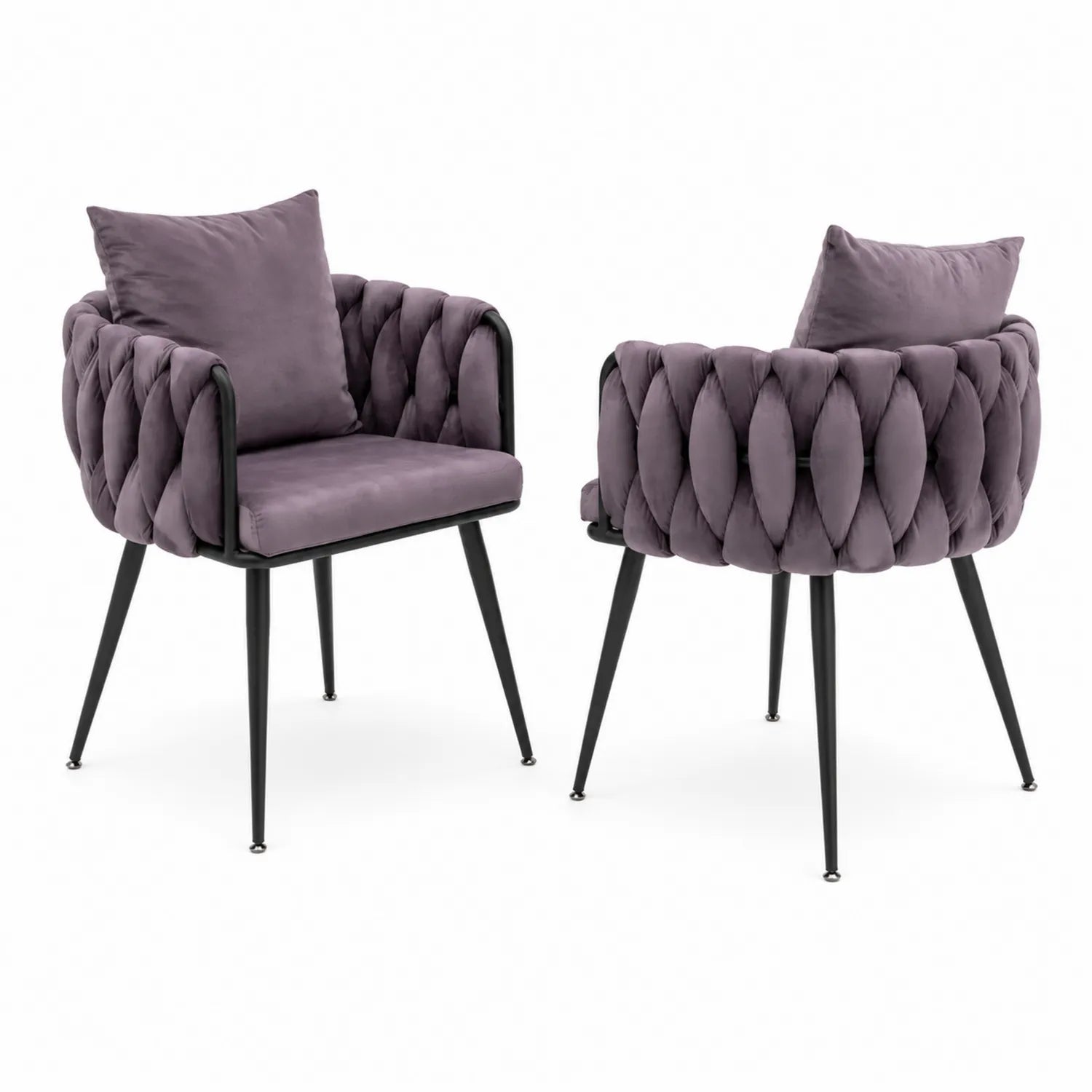Set di 2 sedie in velluto poliestere con gambe in metallo nero