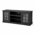 Mobile TV in legno MDF con porte in vetro nero trasparente