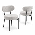 Set di 2 Sedie in Bouclé Grigio con Struttura in Metallo Nero