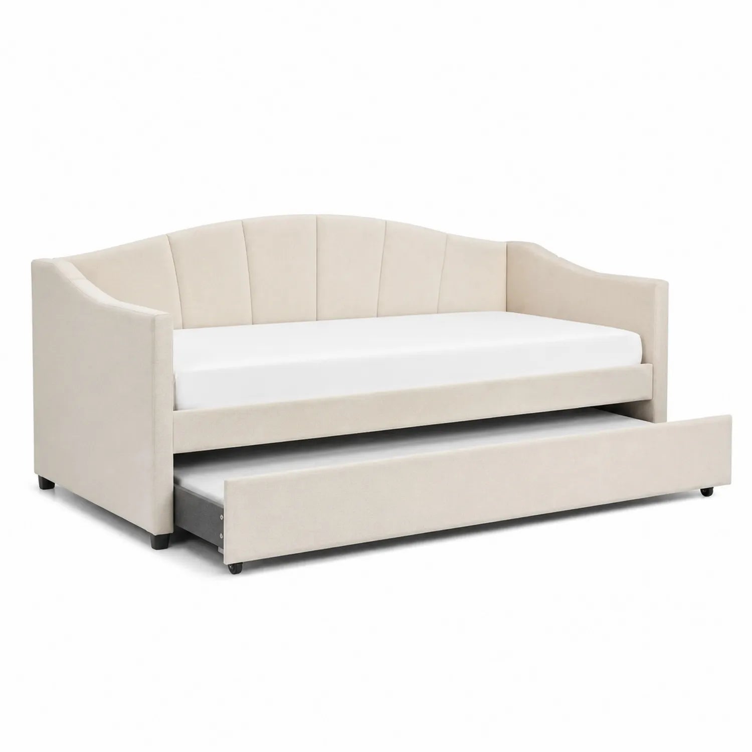 Letto Divano con Letto Estraibile in Velluto Crema