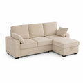 Divano Angolare con Chaise Longue in Tessuto Beige