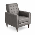 Poltrona in Pelle Sintetica Grigio con Gambe in Legno