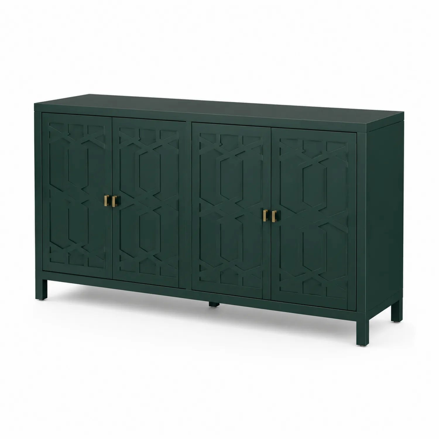 Credenza in Legno MDF Verde con 4 Ante