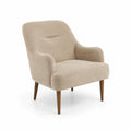 Poltrona in Tessuto Crème con Gambe in Legno
