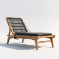 Patio Recliner 190x70x90 cm Wood Frame - Black and Beige - Modern Design