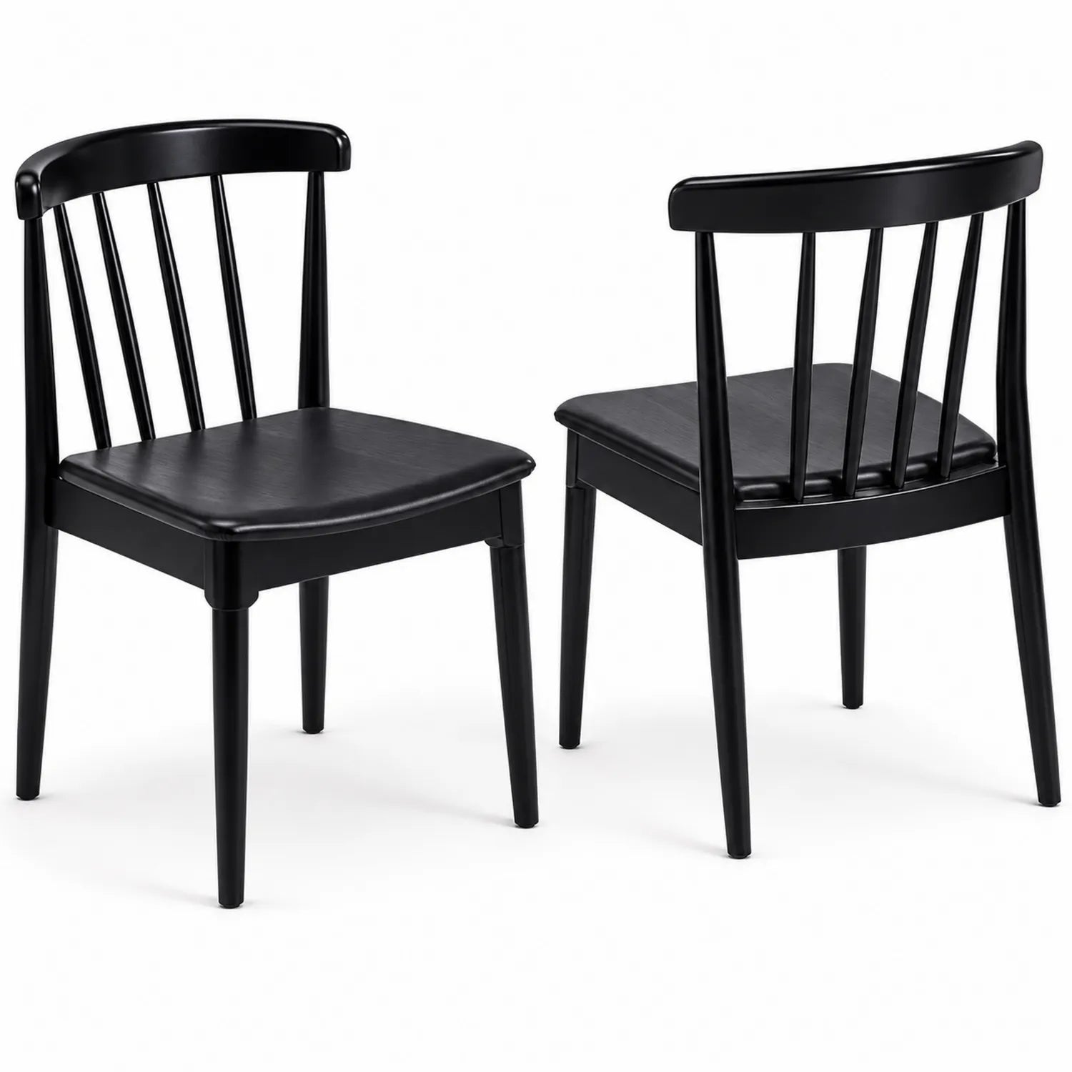 Set di 2 sedie in legno e PU nero