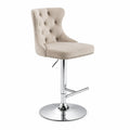 Sgabello da Bar in Velluto con Altezza Regolabile Beige
